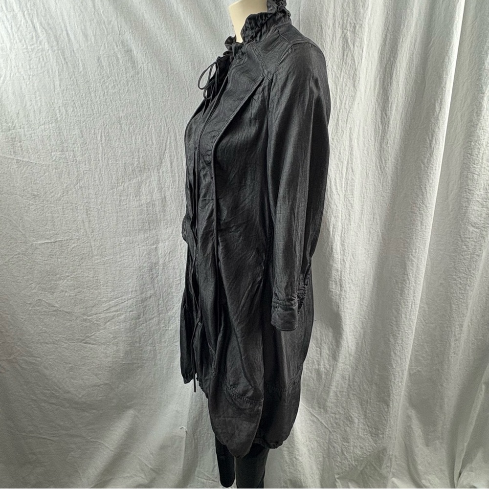 Akela Key Dark Charcoal Gray 3/4 Sleeve Tunic Style Button Down Top 42 - Picture 3 of 11